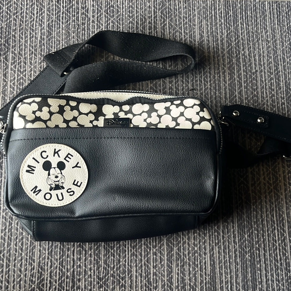 Mickey Mouse Black and White Crossbody Bag